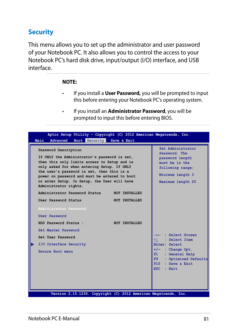 Security | Asus X102BA User Manual | Page 81 / 122