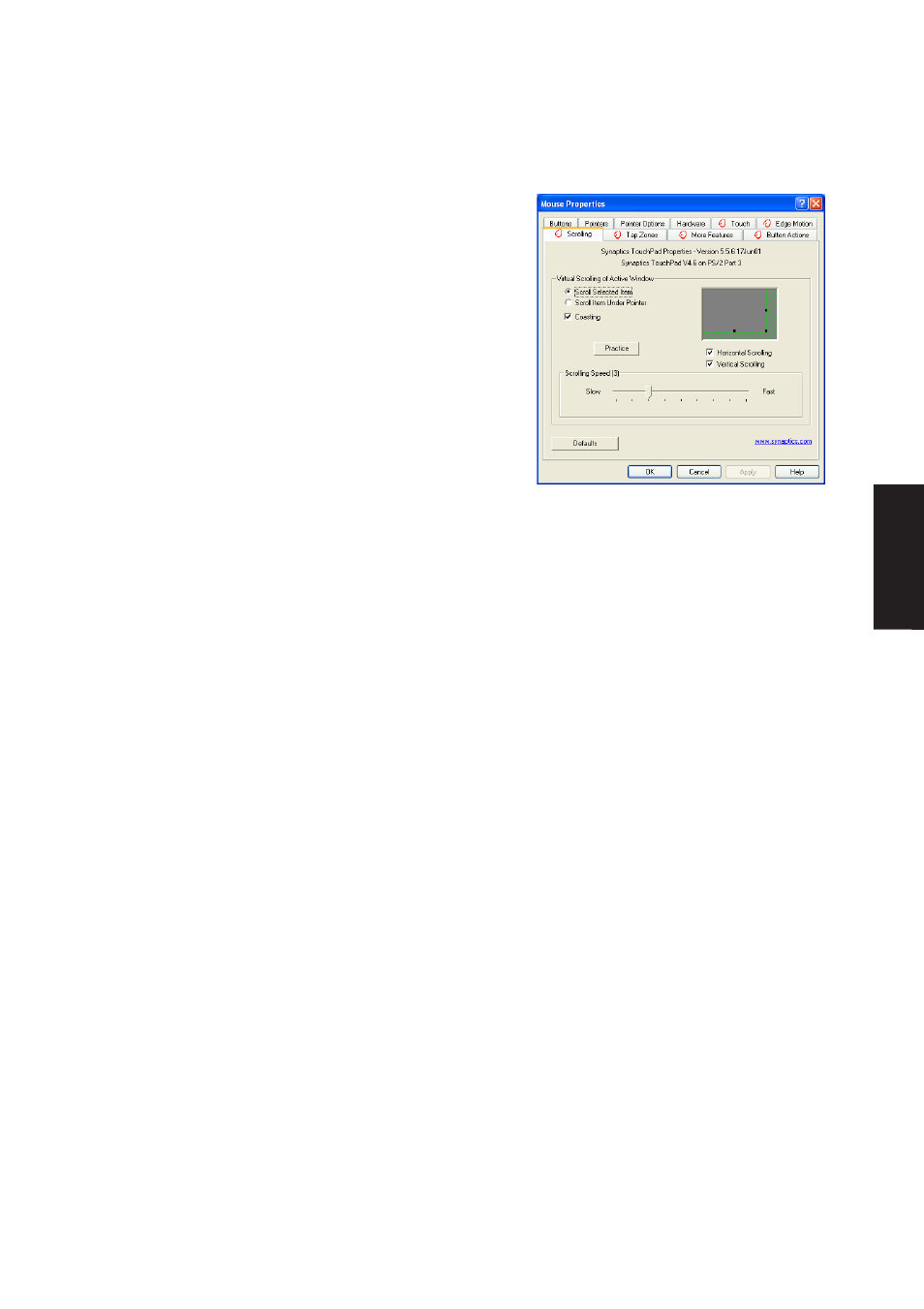 Scrolling properties page | Asus W1Gc User Manual | Page 82 / 118