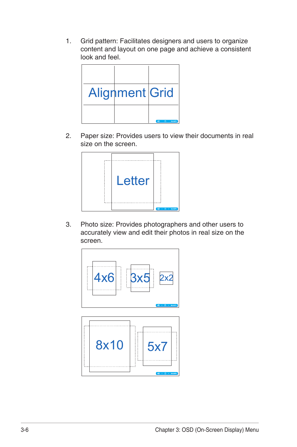 Alignment grid, Letter | Asus VG23AH User Manual | Page 20 / 26