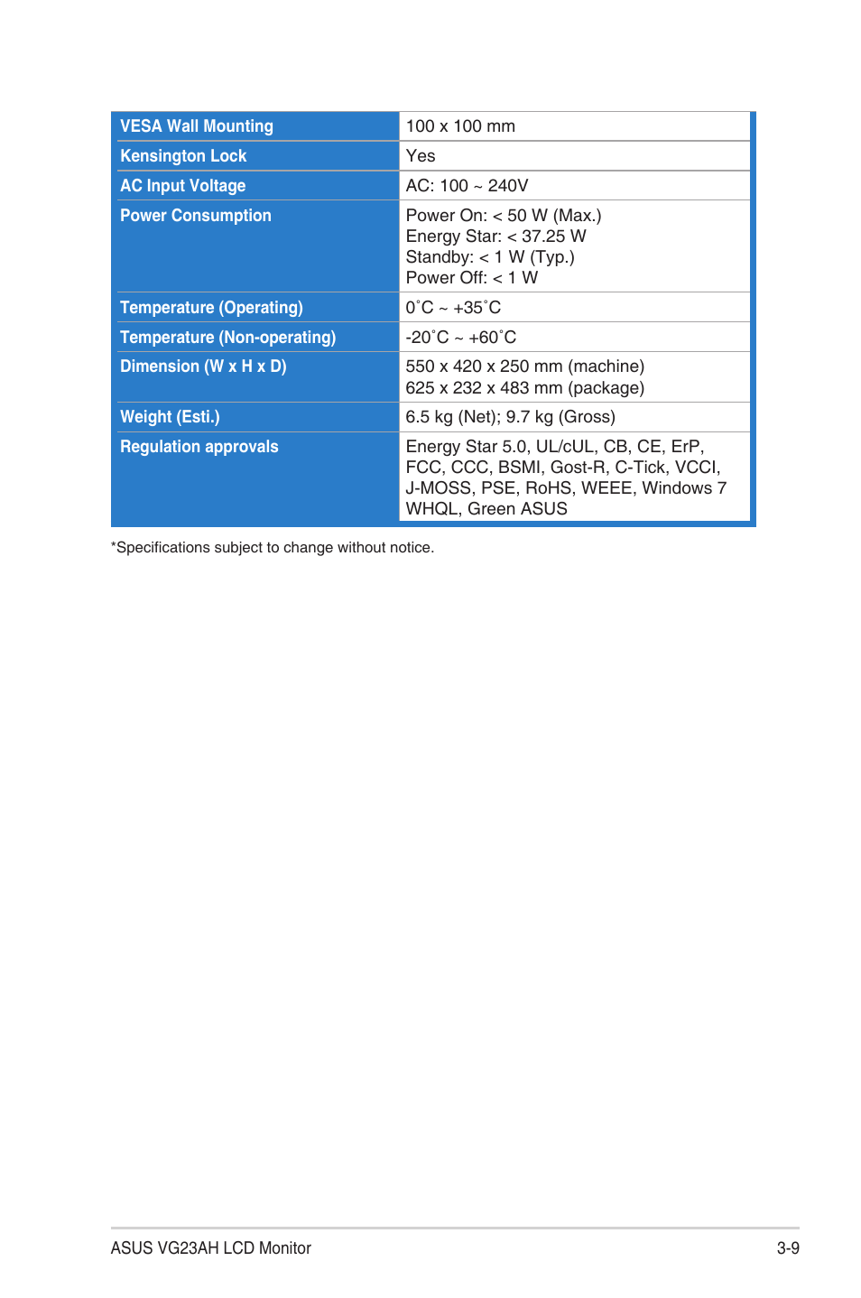 Asus VG23AH User Manual | Page 23 / 26