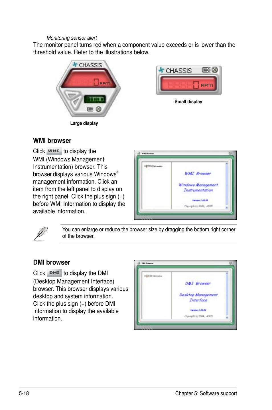 Wmi browser, Dmi browser | Asus P5E-VM HDMI User Manual | Page 122 / 154