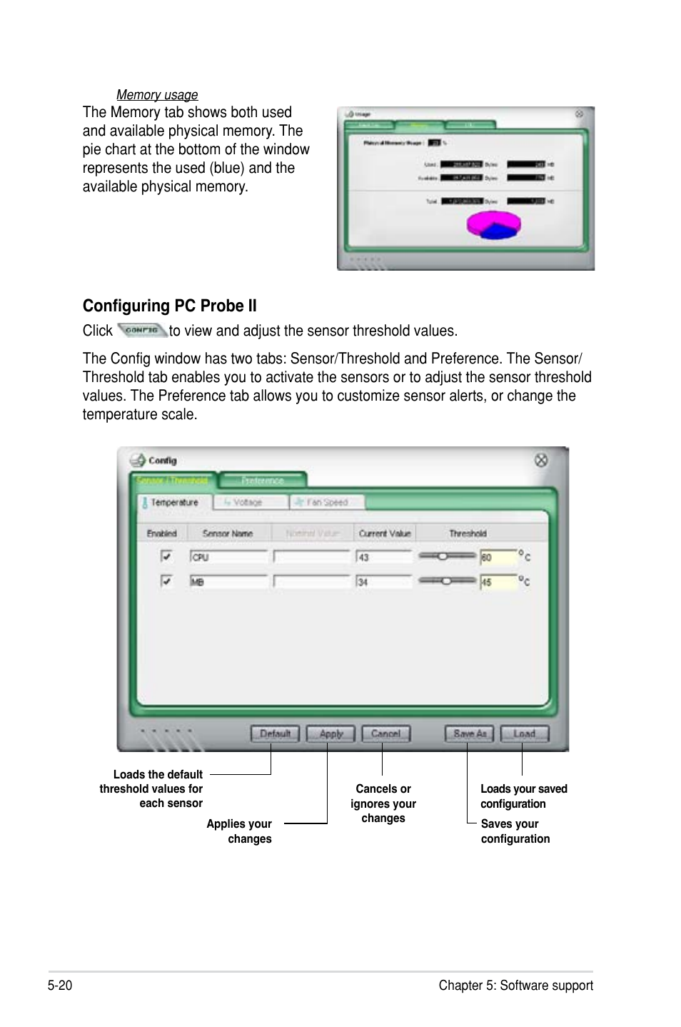 Configuring pc probe ii | Asus P5E-VM HDMI User Manual | Page 124 / 154