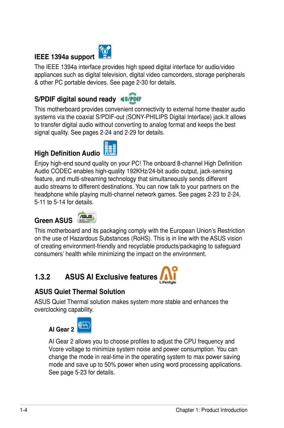 2 asus ai exclusive features | Asus P5E-VM HDMI User Manual | Page 20 / 154