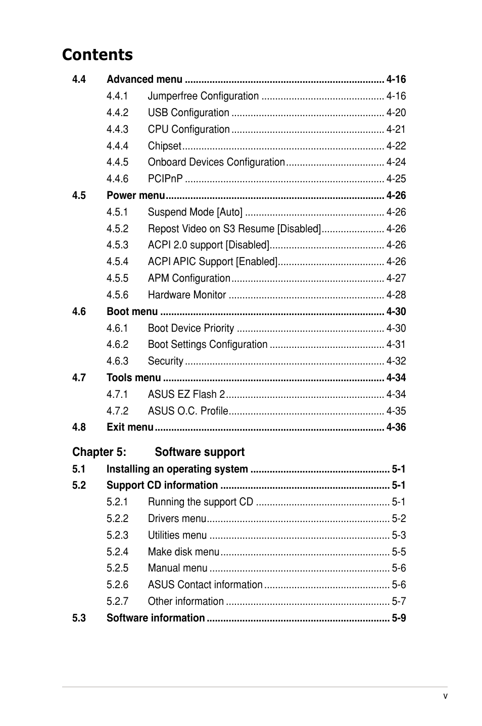 Asus P5E-VM HDMI User Manual | Page 5 / 154