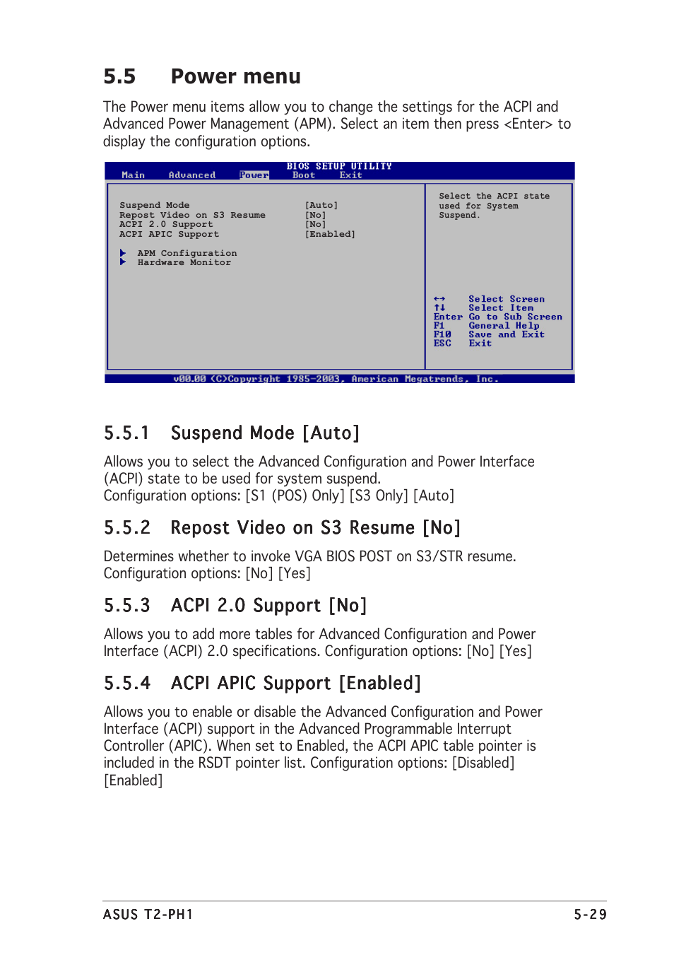 5 power menu | Asus T2-PH1 User Manual | Page 101 / 112