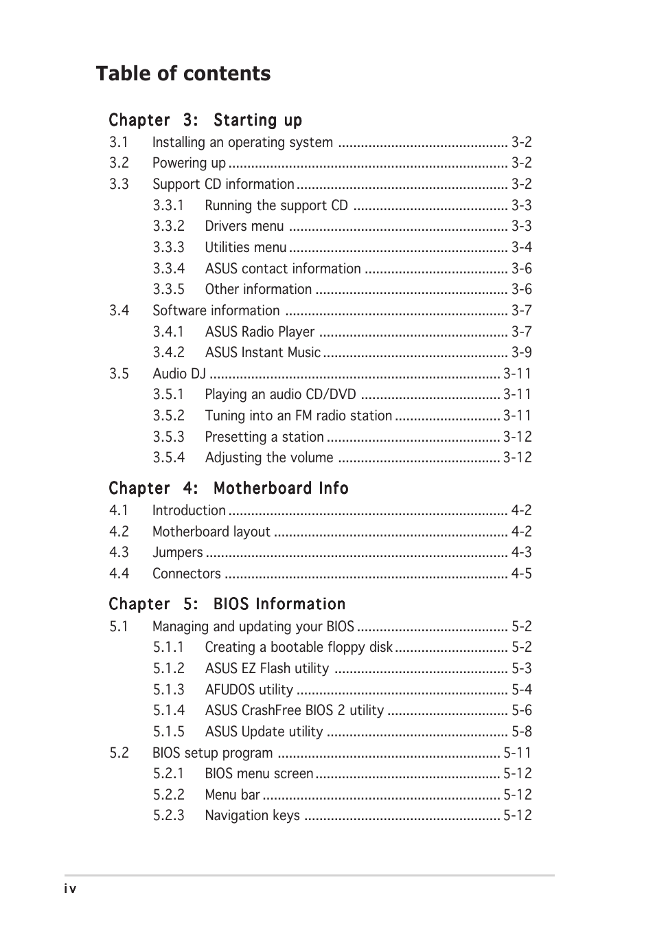 Asus T2-PH1 User Manual | Page 4 / 112