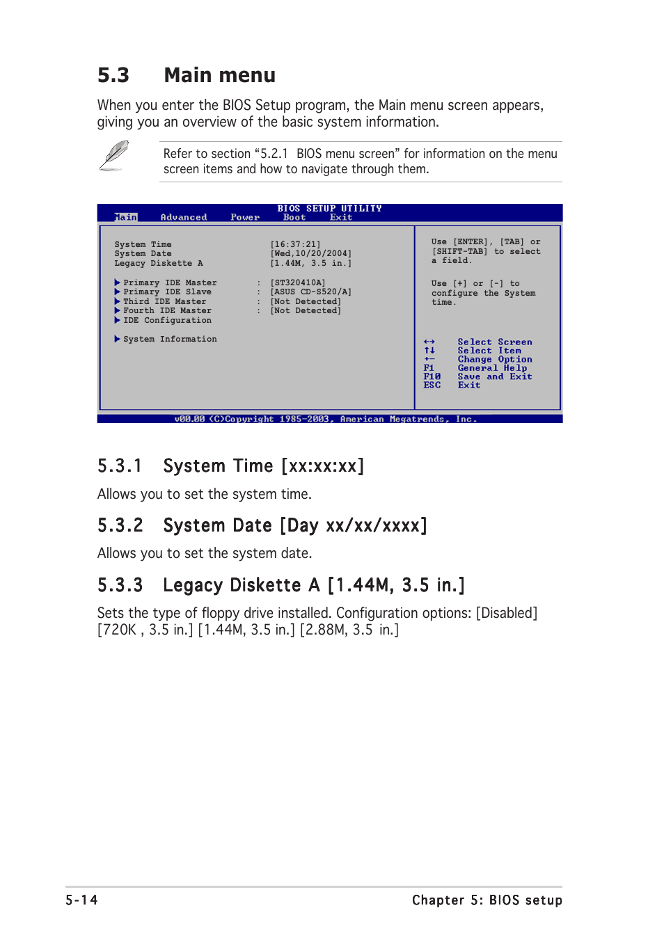 3 main menu | Asus T2-PH1 User Manual | Page 86 / 112