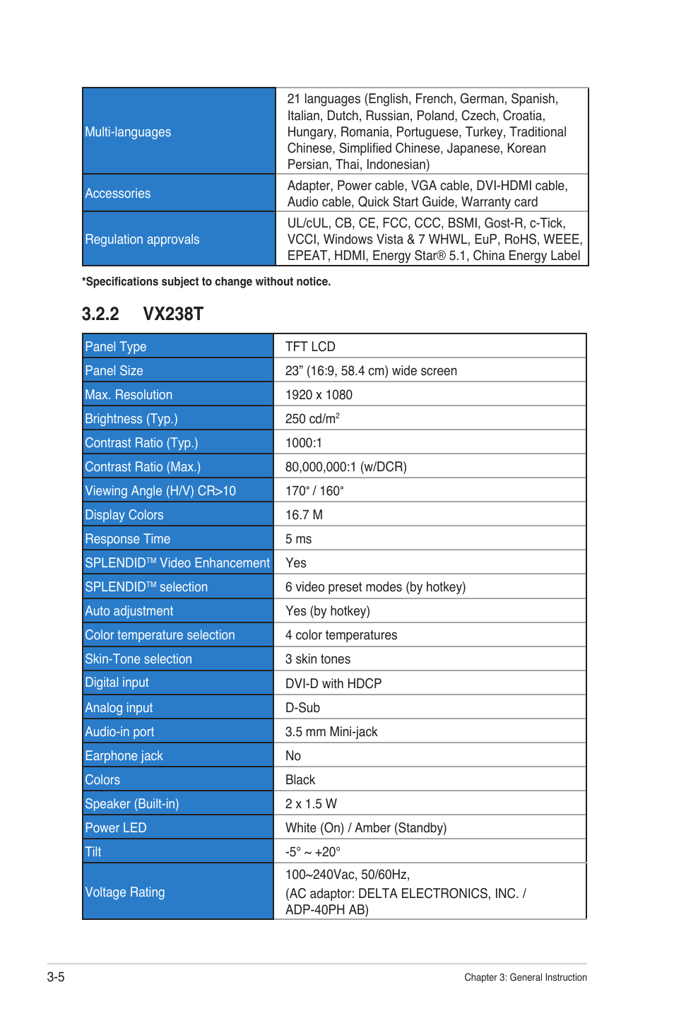 3 vx238s, 3 vx238s -6, 2 vx238t | Asus VX238T-W User Manual | Page 19 / 25