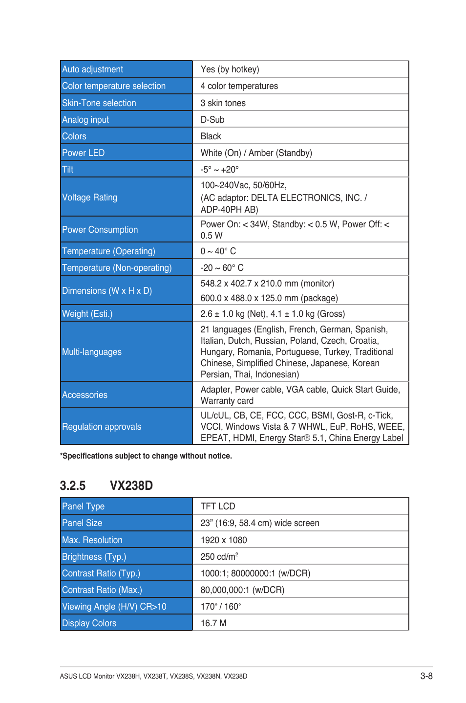 5 vx238d | Asus VX238T-W User Manual | Page 22 / 25
