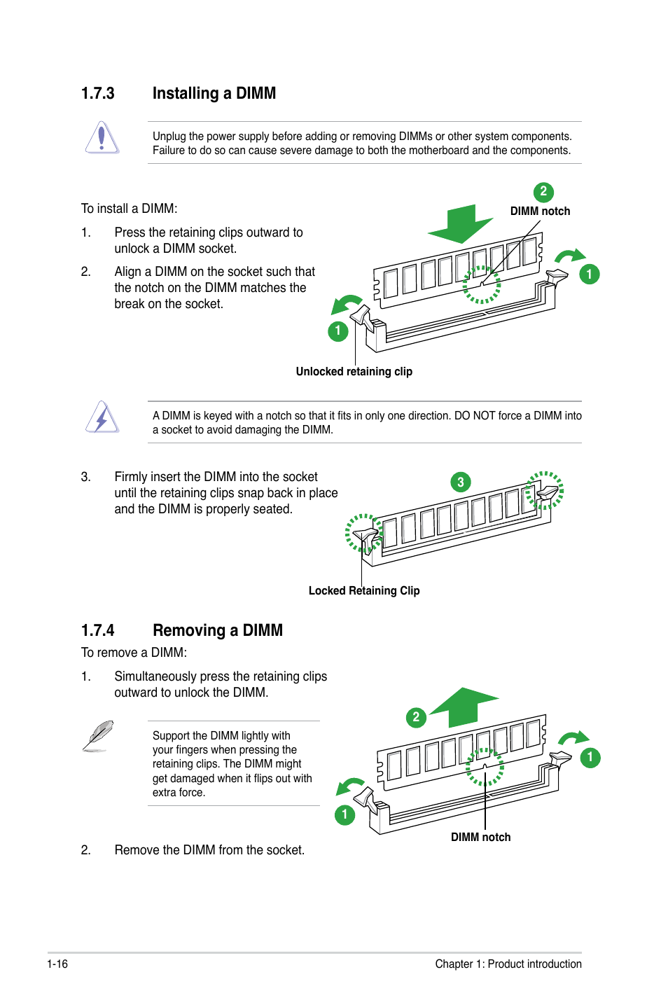 3 installing a dimm, 4 removing a dimm, Installing a dimm -16 | Removing a dimm -16 | Asus P5G41T-M LX User Manual | Page 26 / 60