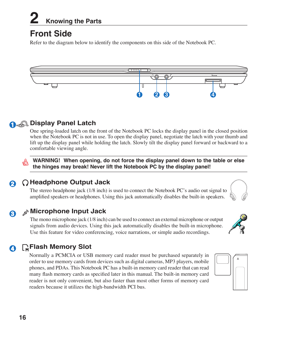 Front side | Asus Z96J User Manual | Page 16 / 67