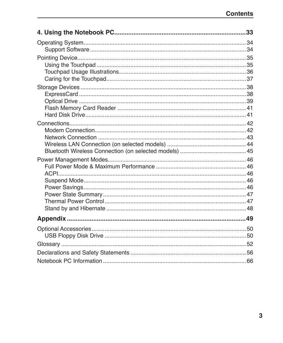 Asus Z96J User Manual | Page 3 / 67