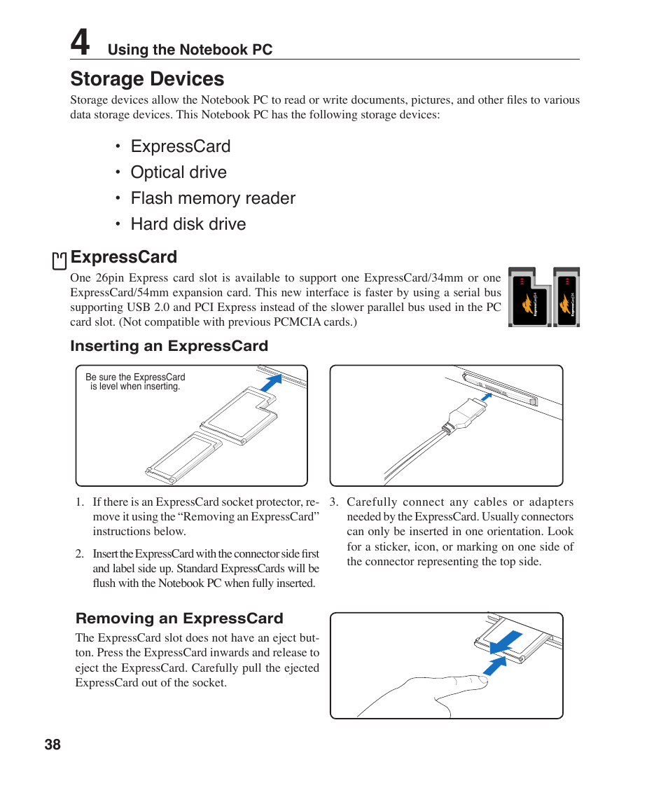 Storage devices | Asus Z96J User Manual | Page 38 / 67