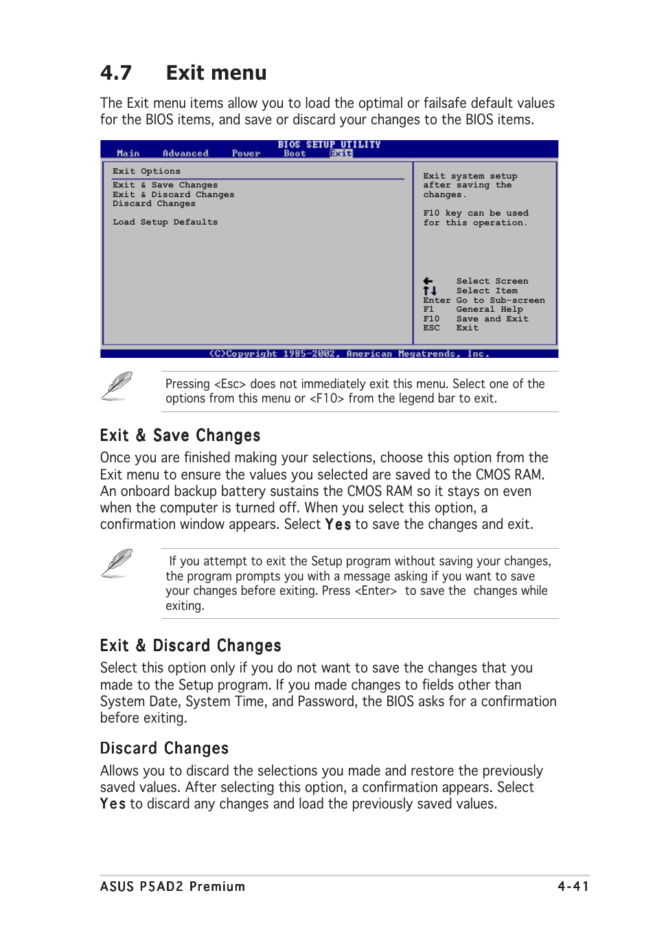 7 exit menu | Asus P5AD2 Premium User Manual | Page 107 / 152