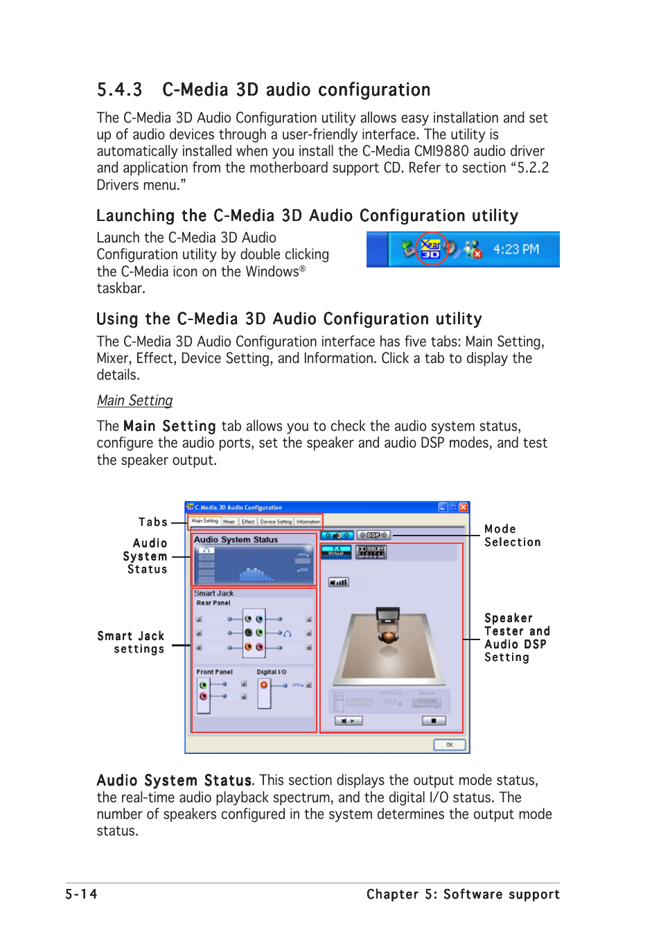 Using the c-media 3d audio configuration utility | Asus P5AD2 Premium User Manual | Page 124 / 152