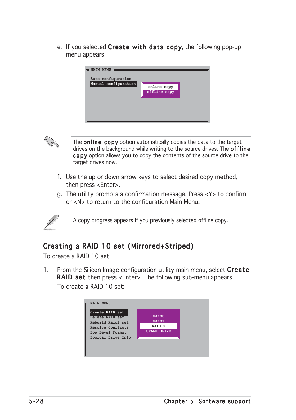 Creating a raid 10 set (mirrored+striped) | Asus P5AD2 Premium User Manual | Page 138 / 152