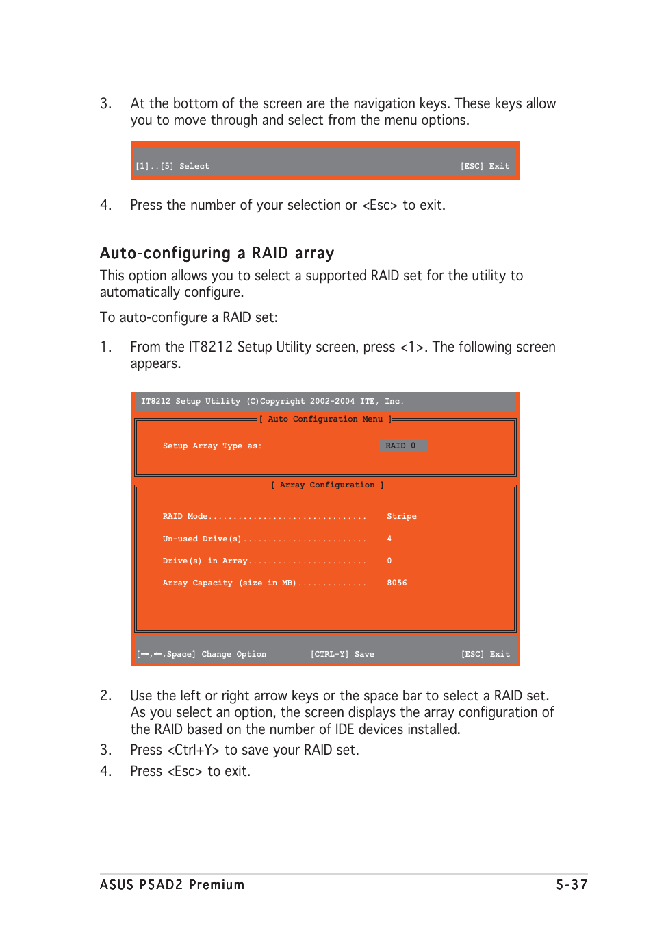 Auto-configuring a raid array | Asus P5AD2 Premium User Manual | Page 147 / 152