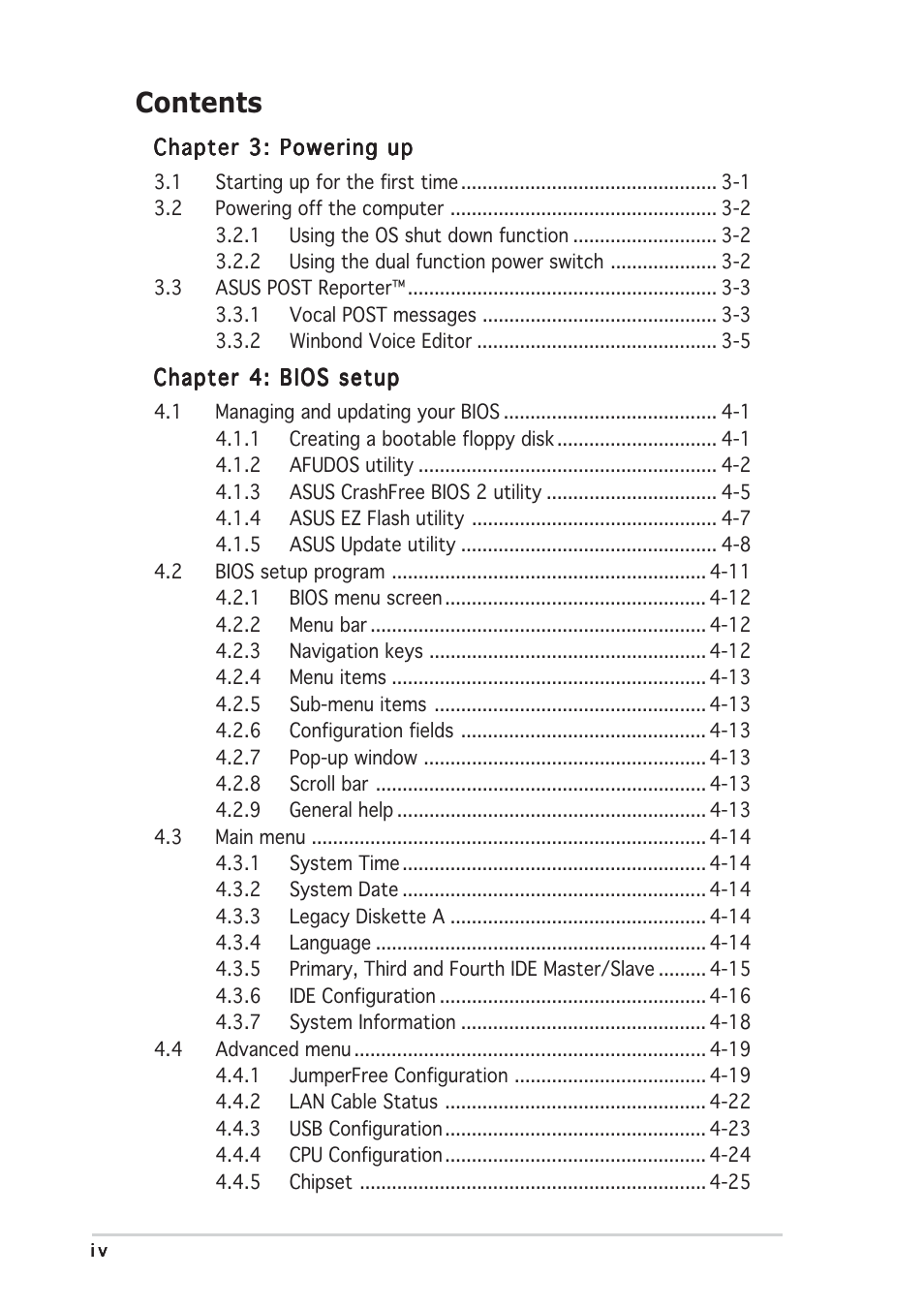 Asus P5AD2 Premium User Manual | Page 4 / 152