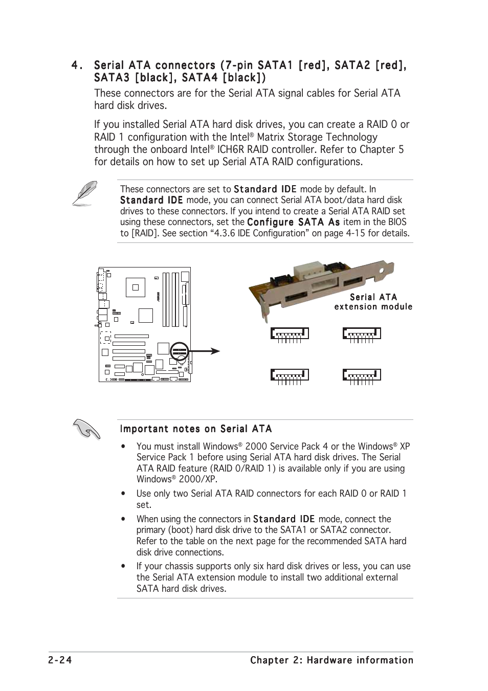 P5ad2 premium sata connectors | Asus P5AD2 Premium User Manual | Page 46 / 152