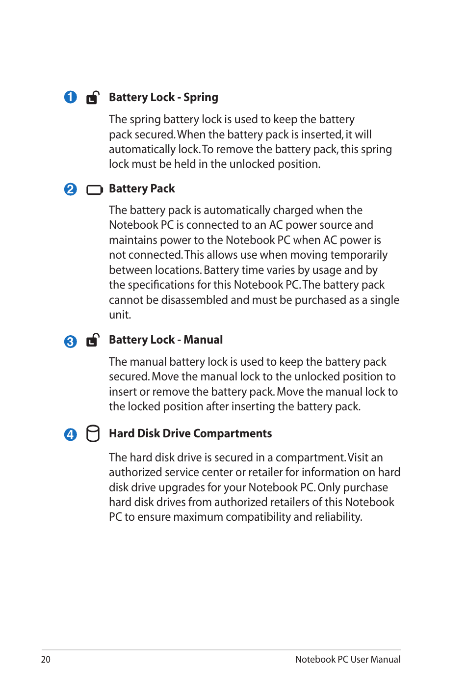 Asus P52Jc User Manual | Page 20 / 118