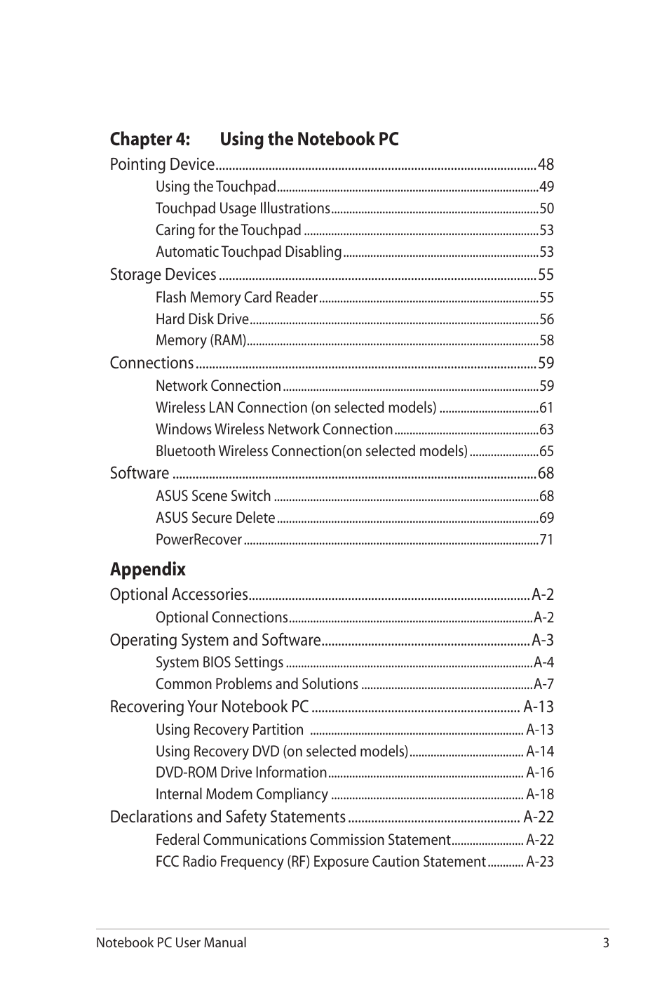 Asus P52Jc User Manual | Page 3 / 118