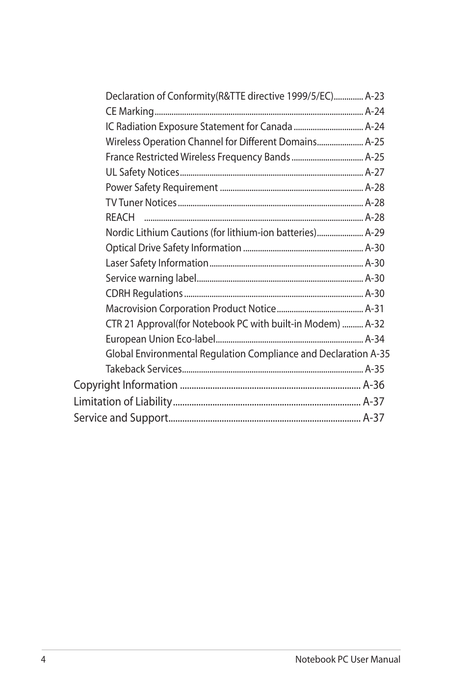 Asus P52Jc User Manual | Page 4 / 118