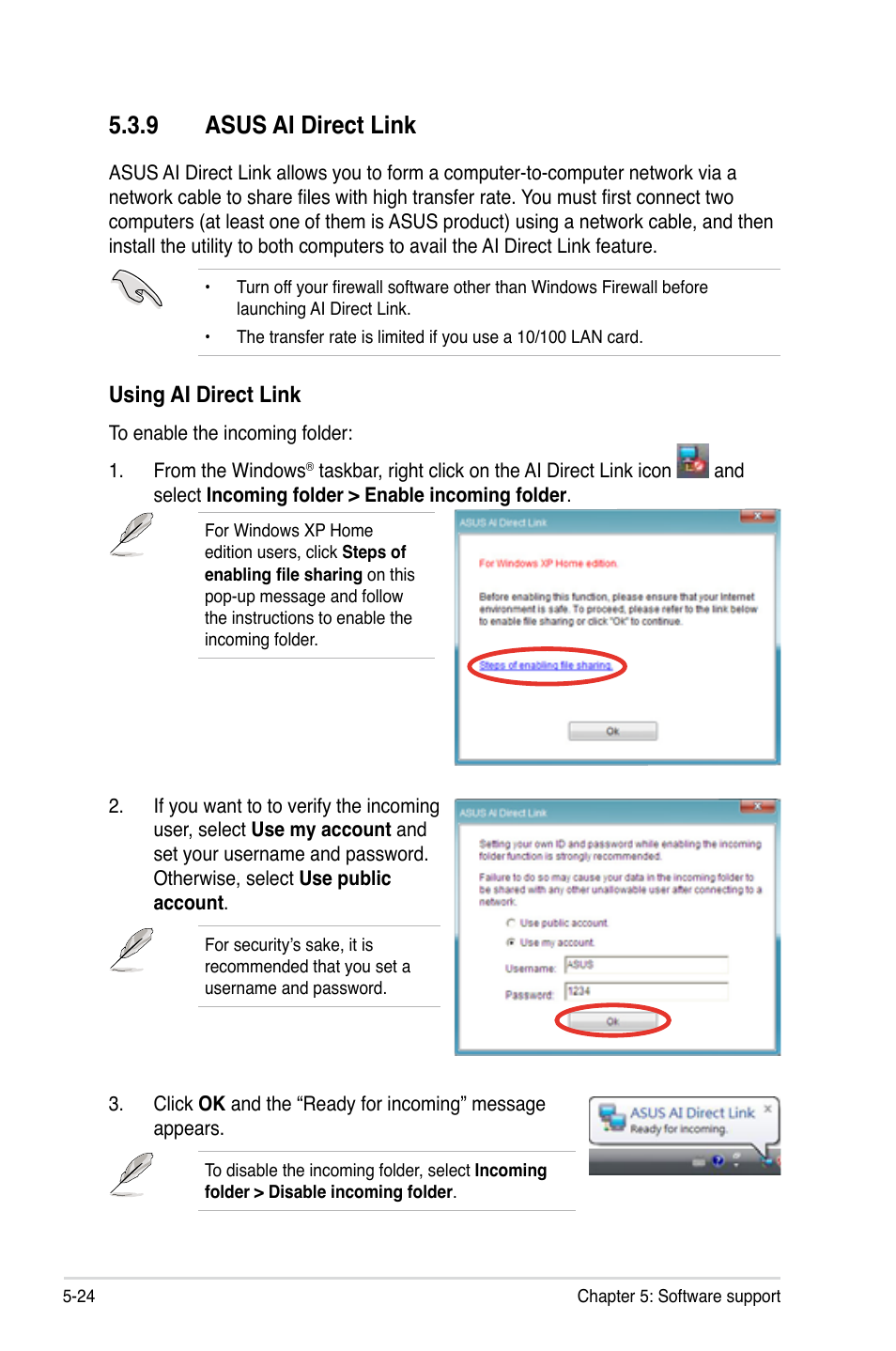 9 asus ai direct link, Using ai direct link | Asus P5E3 DELUXE/WiFi-AP User Manual | Page 136 / 186