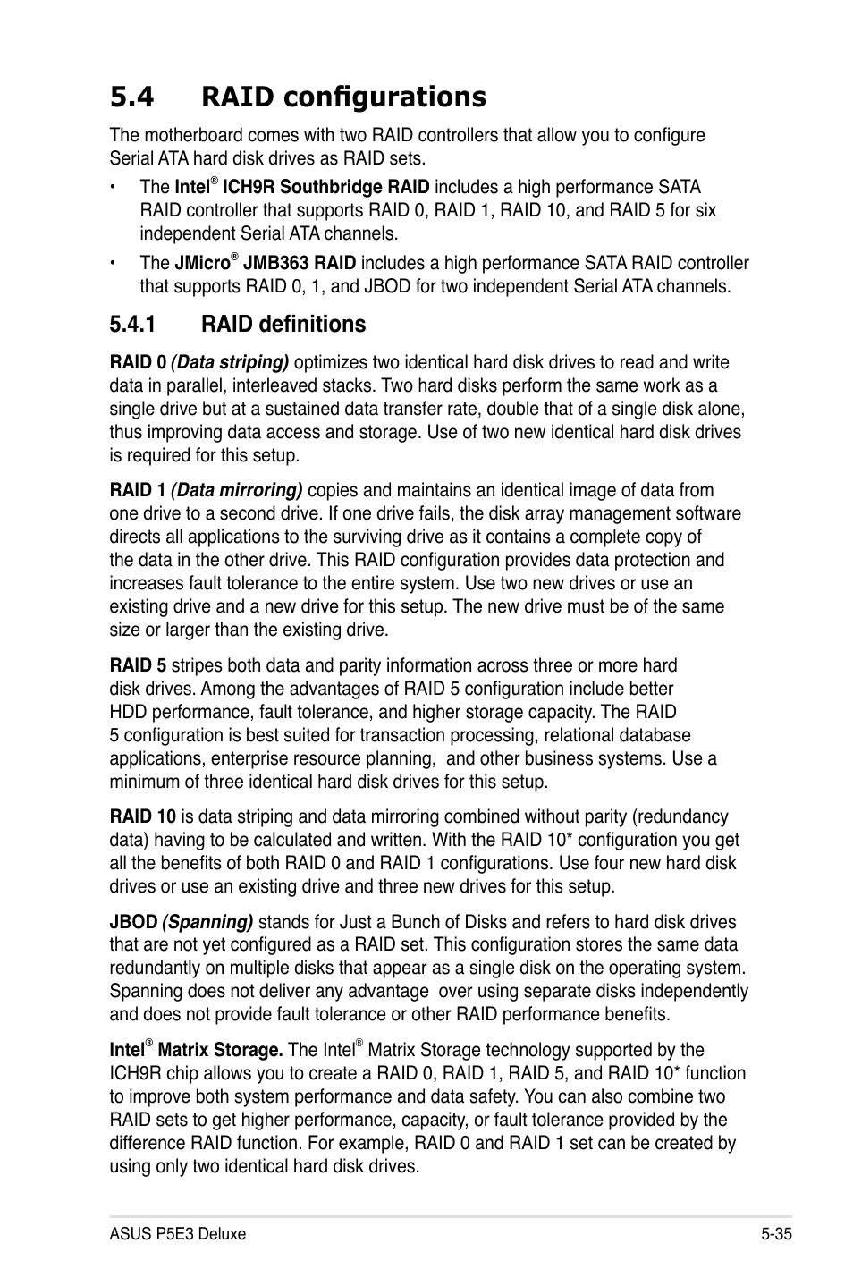 4 raid configurations, 1 raid definitions | Asus P5E3 DELUXE/WiFi-AP User Manual | Page 147 / 186