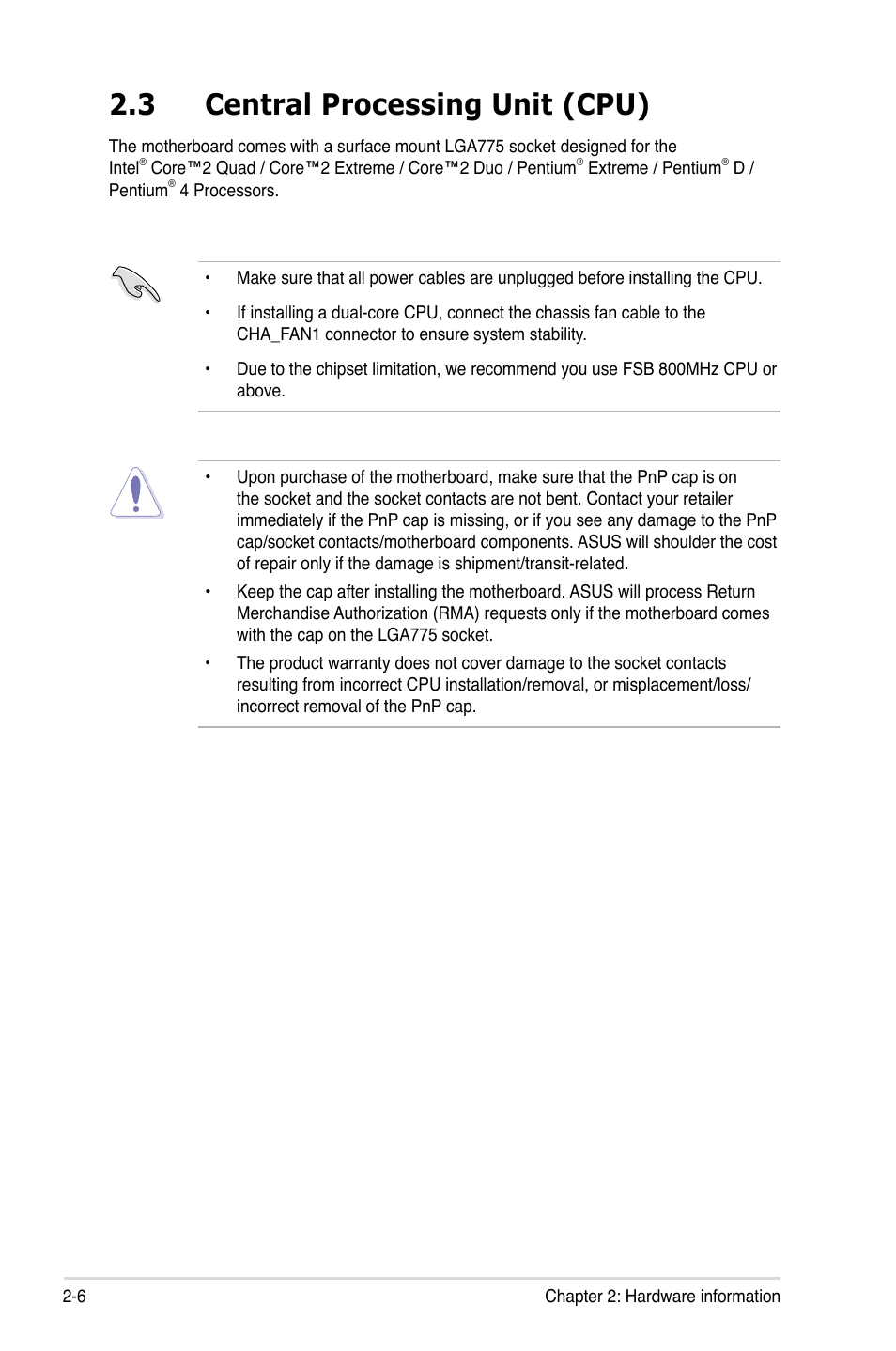 3 central processing unit (cpu) | Asus P5E3 DELUXE/WiFi-AP User Manual | Page 32 / 186