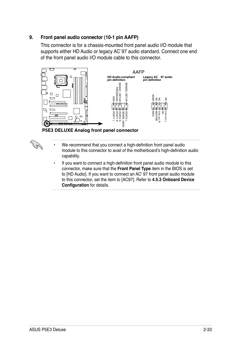 P5e3 deluxe analog front panel connector aafp | Asus P5E3 DELUXE/WiFi-AP User Manual | Page 59 / 186