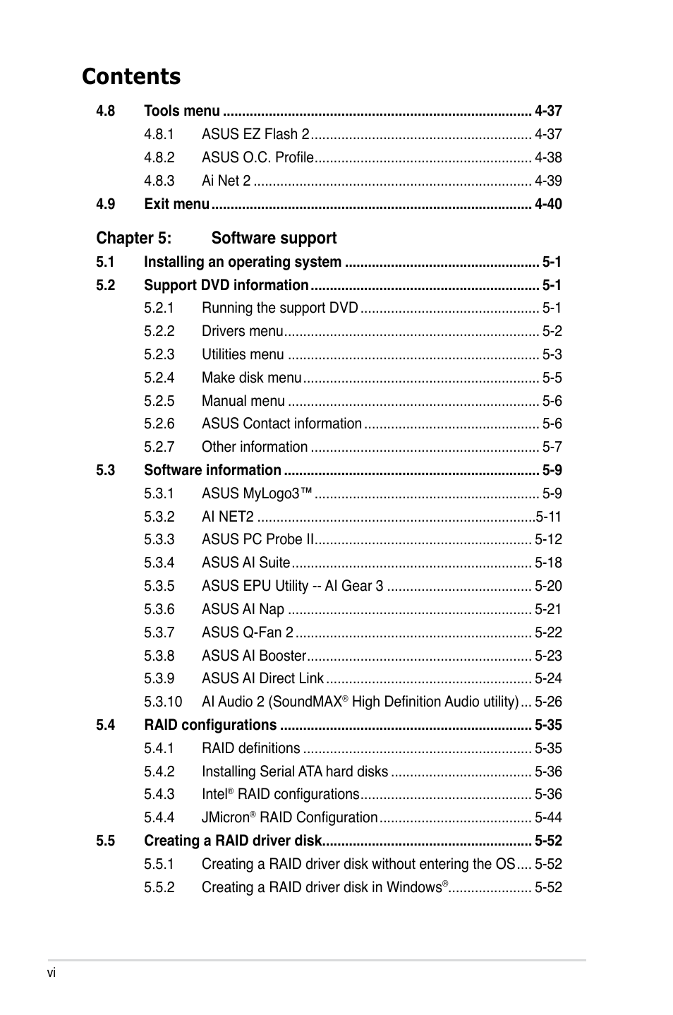 Asus P5E3 DELUXE/WiFi-AP User Manual | Page 6 / 186