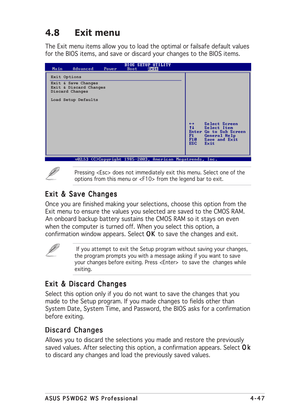 8 exit menu | Asus P5WDG2 WS Professional User Manual | Page 121 / 170