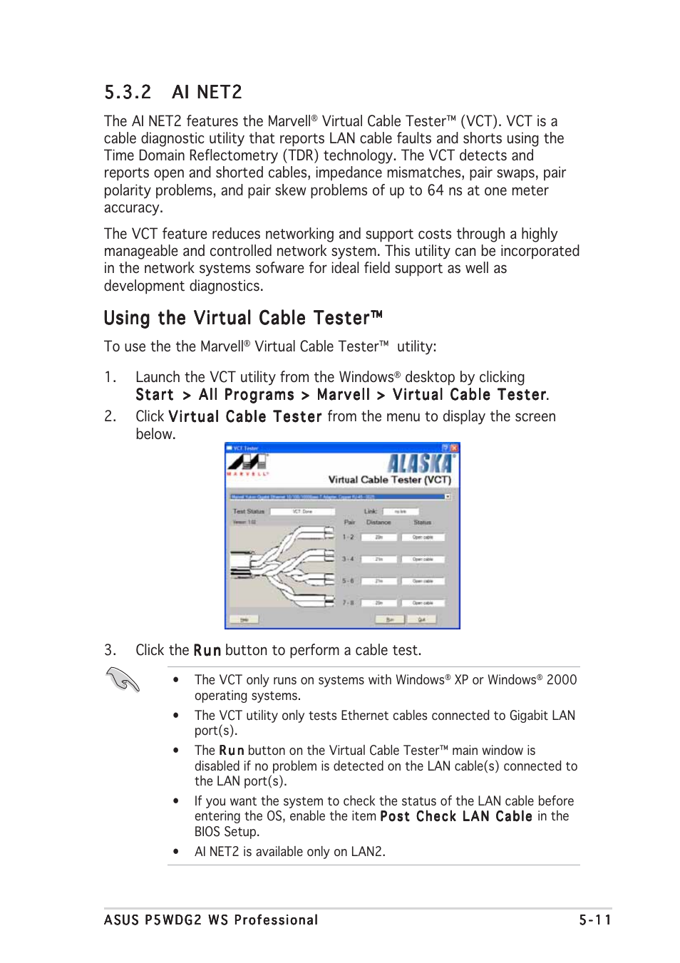 Using the virtual cable tester | Asus P5WDG2 WS Professional User Manual | Page 149 / 170