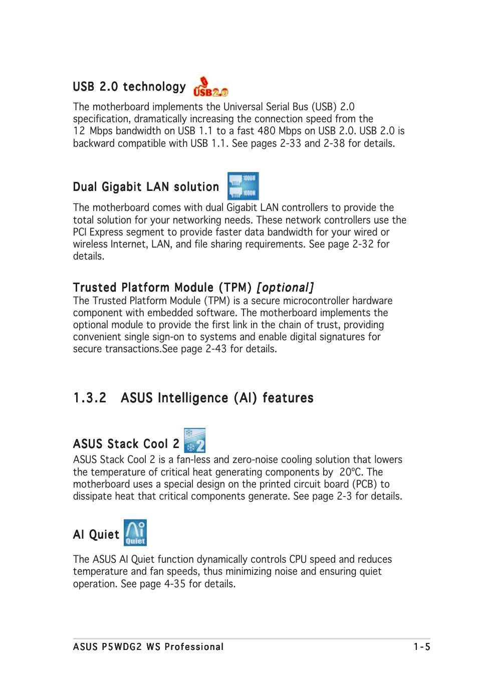 Asus P5WDG2 WS Professional User Manual | Page 21 / 170