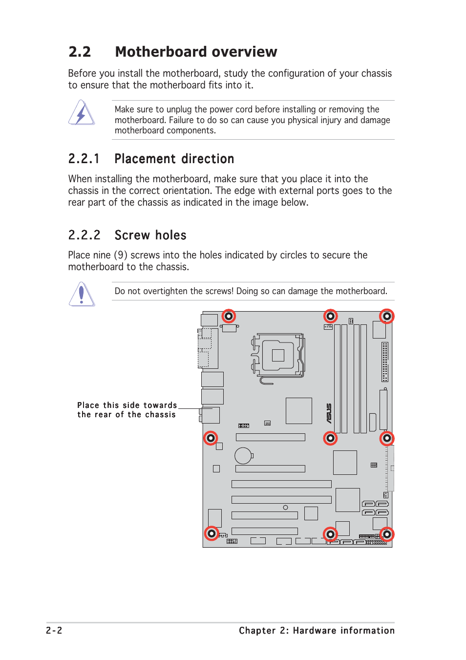 2 motherboard overview | Asus P5WDG2 WS Professional User Manual | Page 28 / 170
