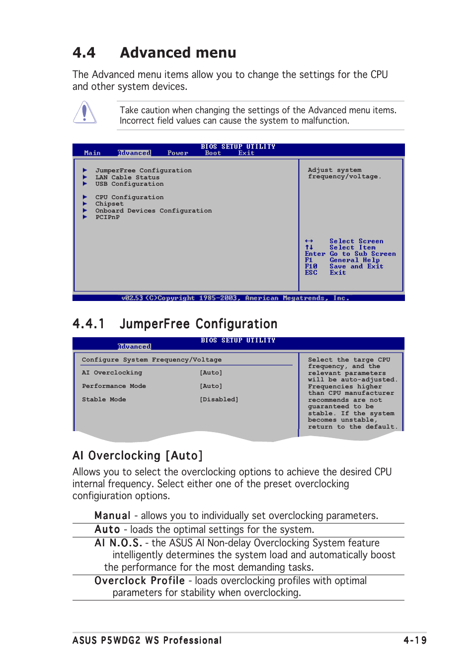 4 advanced menu | Asus P5WDG2 WS Professional User Manual | Page 93 / 170