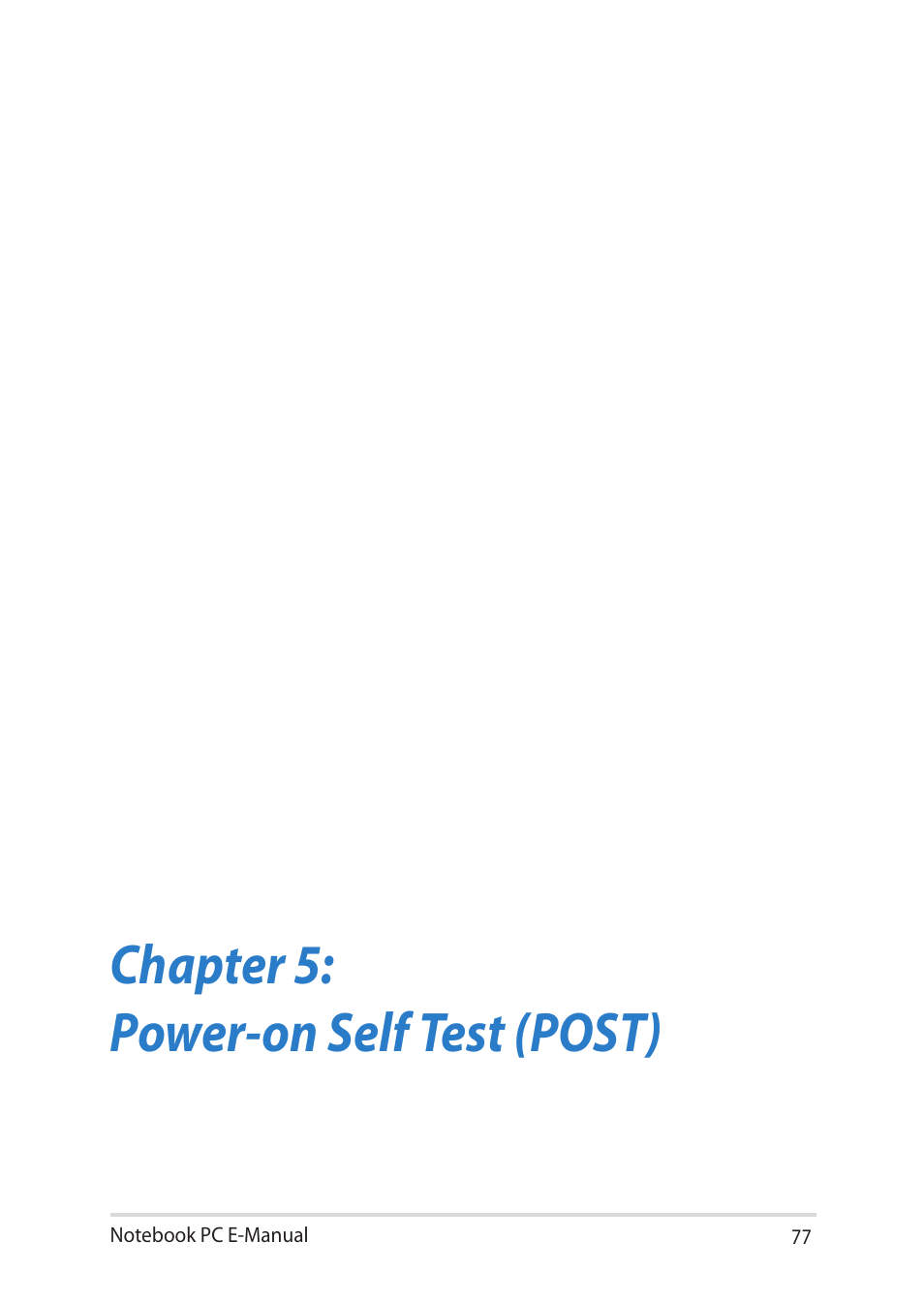 Chapter 5: power-on self test (post) | Asus Y581CC User Manual | Page 77 / 128