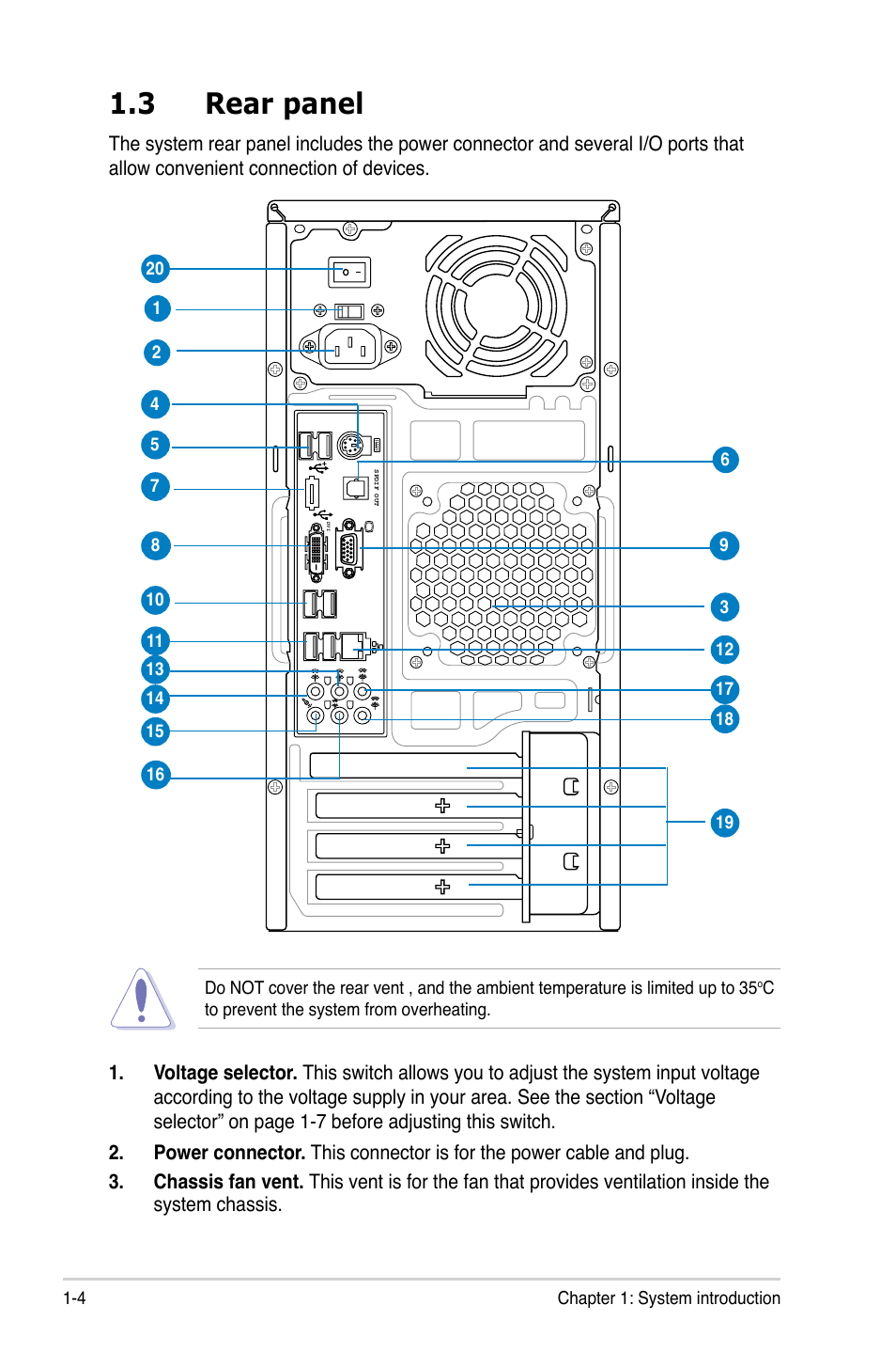 3 rear panel | Asus V7-P5G43M User Manual | Page 14 / 80