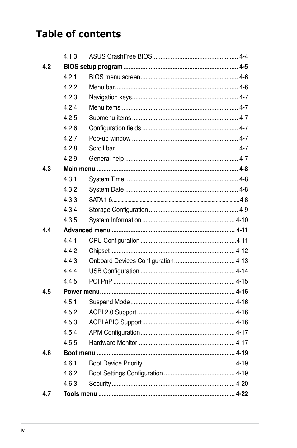 Asus V7-P5G43M User Manual | Page 4 / 80