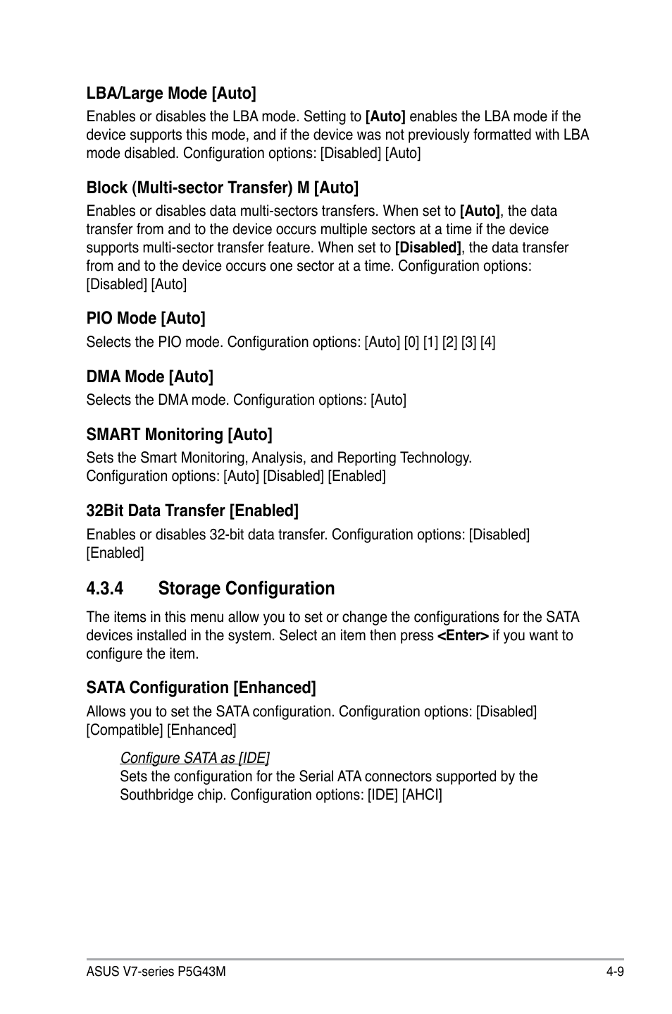 4 storage configuration | Asus V7-P5G43M User Manual | Page 65 / 80