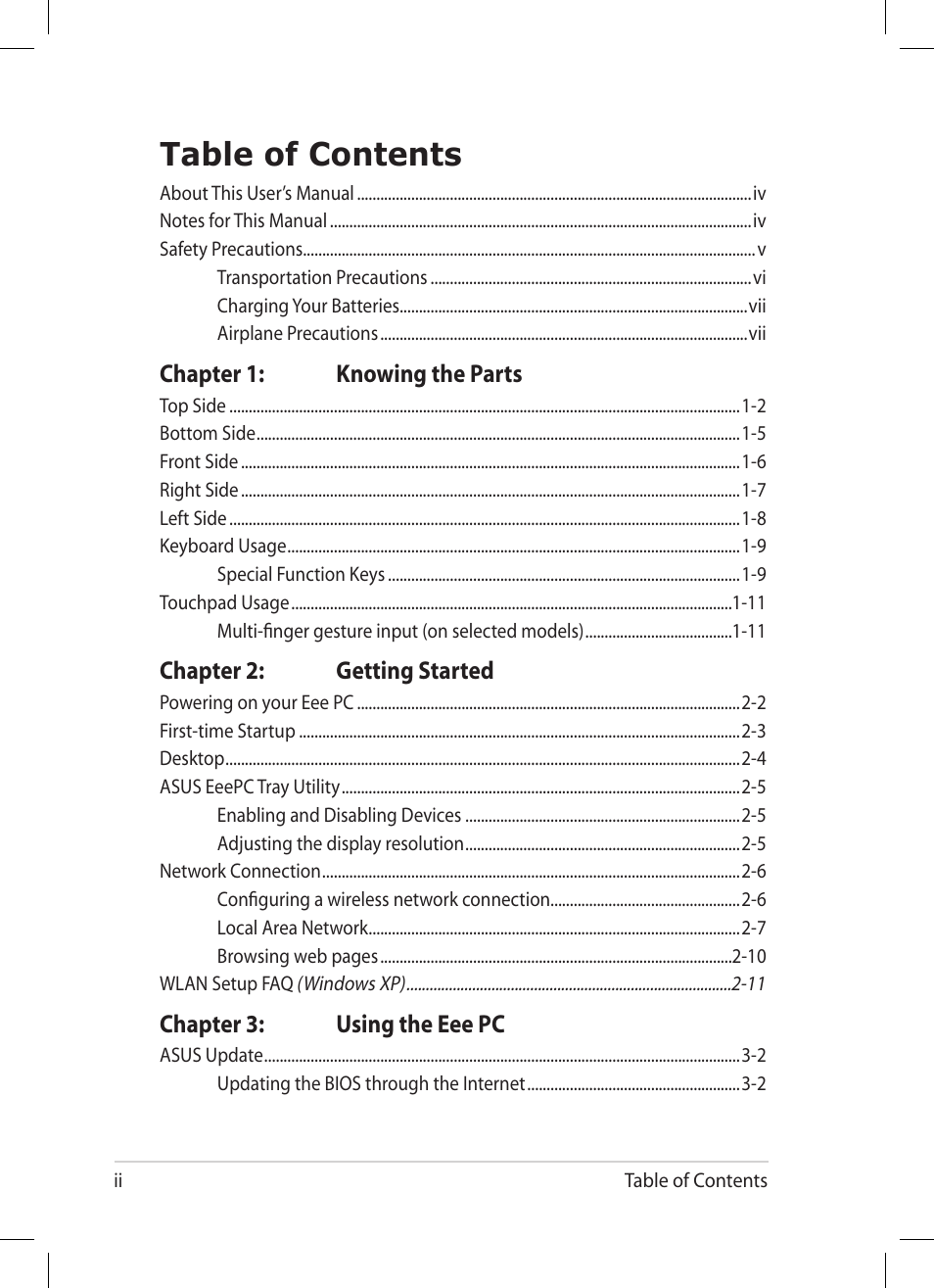 Asus Eee PC 1001PG User Manual | Page 2 / 62