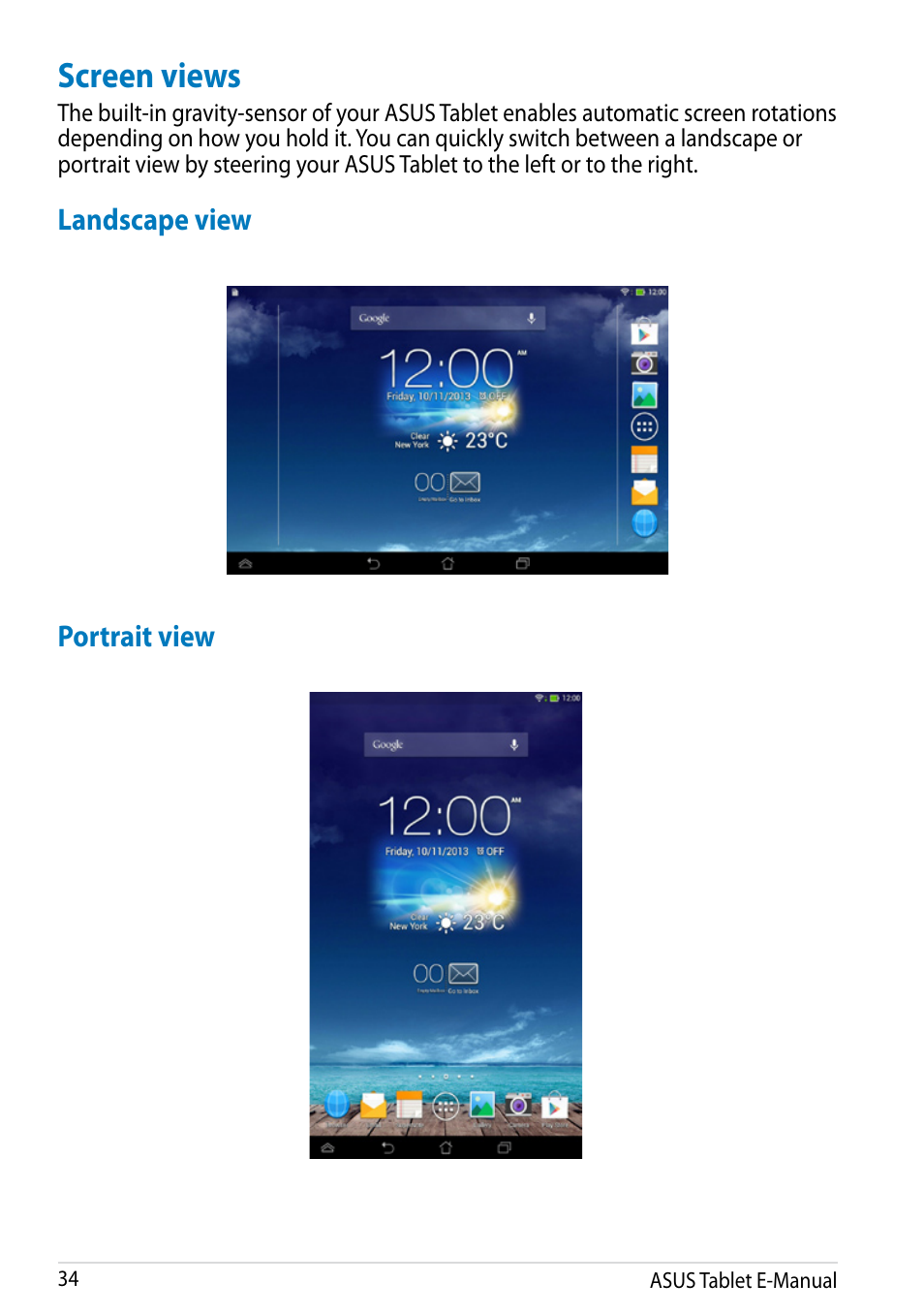 Screen views | Asus MeMO Pad 8 User Manual | Page 34 / 96