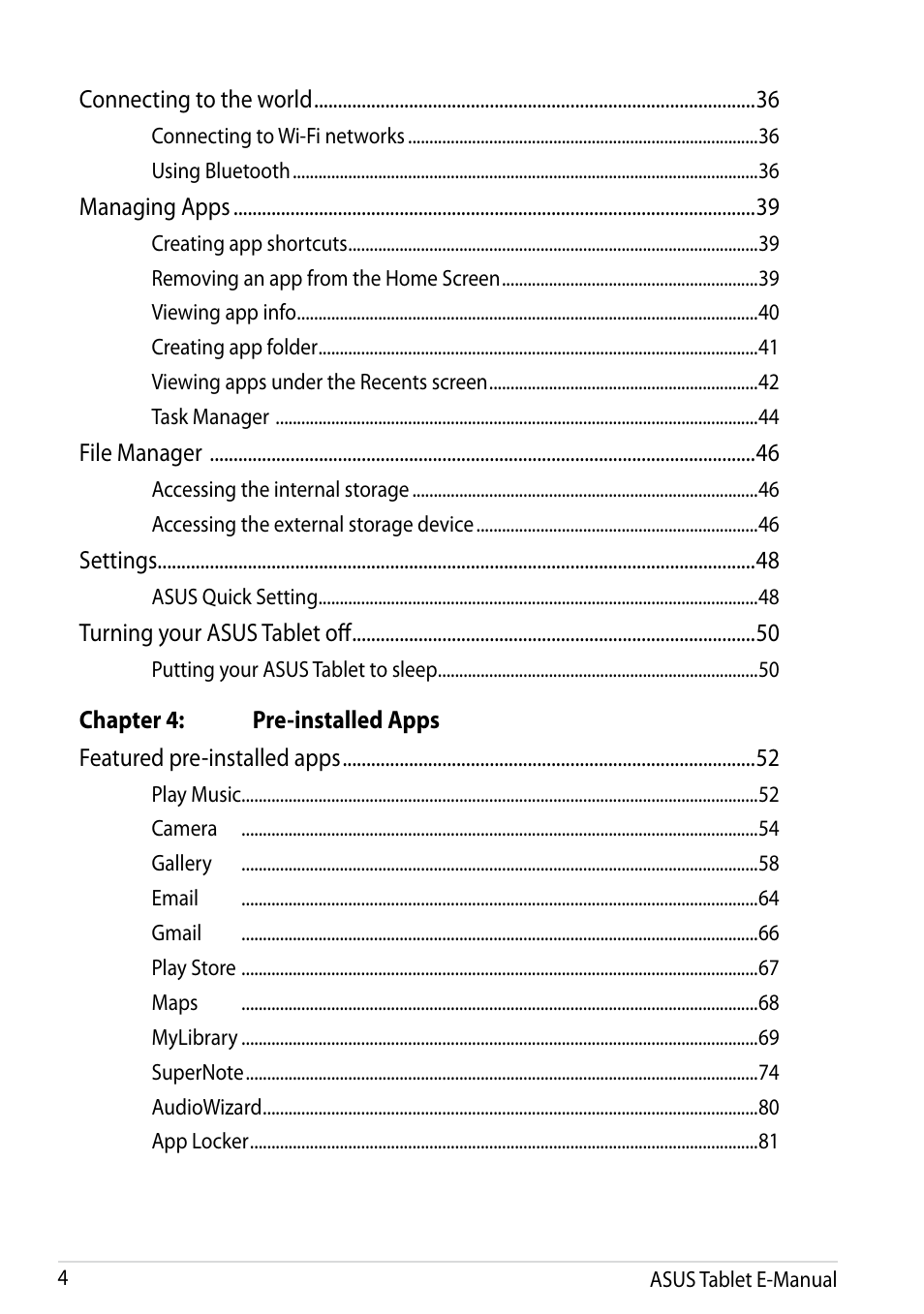 Asus MeMO Pad 8 User Manual | Page 4 / 96