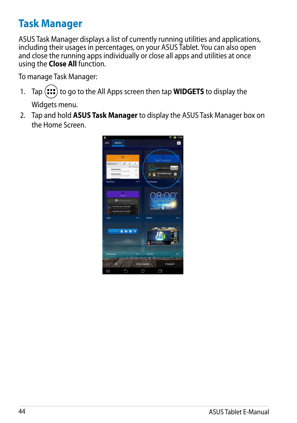 Task manager | Asus MeMO Pad 8 User Manual | Page 44 / 96