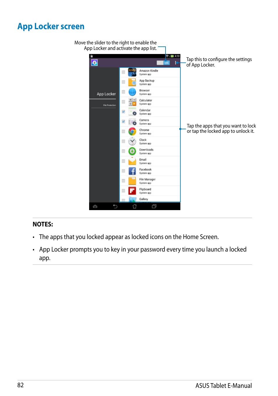 App locker screen | Asus MeMO Pad 8 User Manual | Page 82 / 96