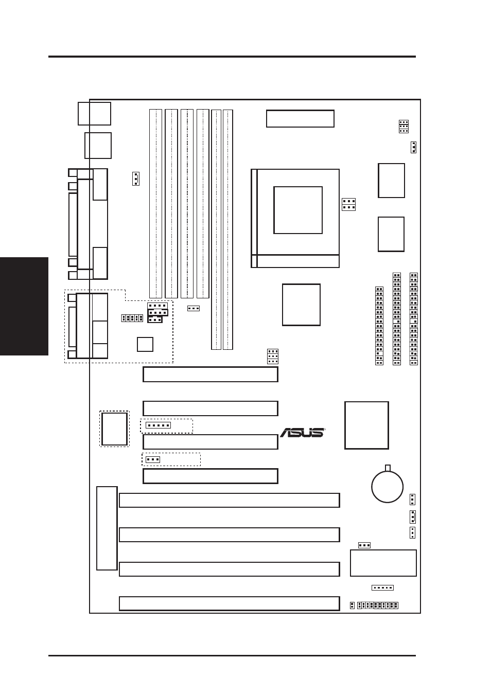 Iii. installation, Map of the asus motherboard, 12 asus tx97-xe user’s manual | Map of board) iii. inst alla tion, Cpu zif socket 7, Parallel port, Ps/2 | Asus TX97-XE User Manual | Page 12 / 64