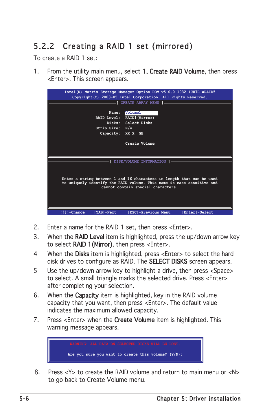 2 creating a raid 1 set (mirrored) | Asus P5MT-C User Manual | Page 100 / 154