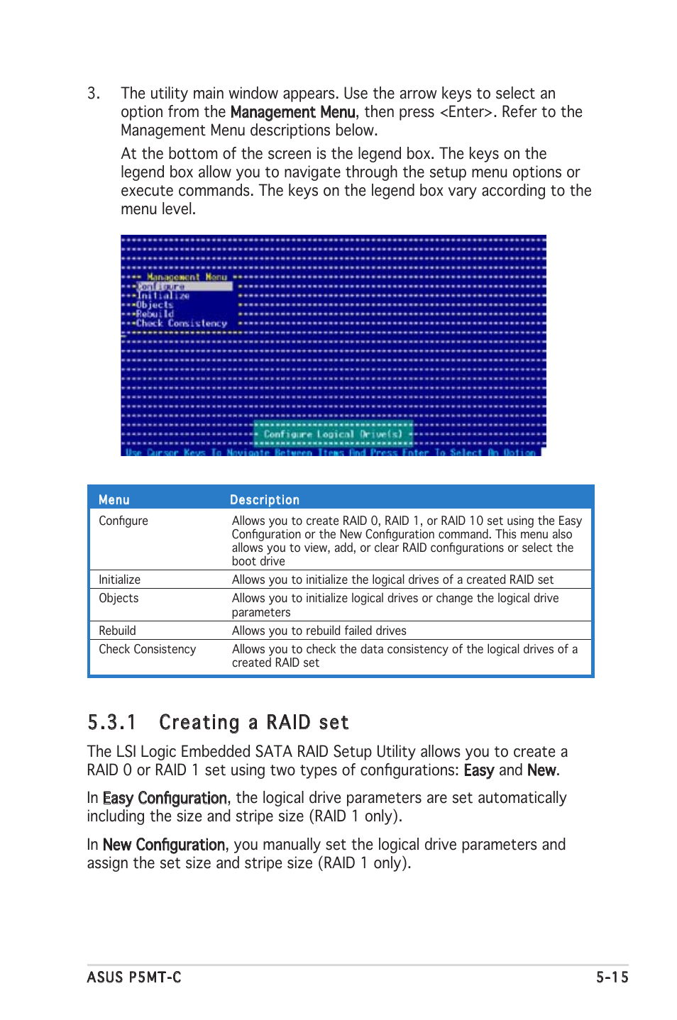 1 creating a raid set | Asus P5MT-C User Manual | Page 109 / 154