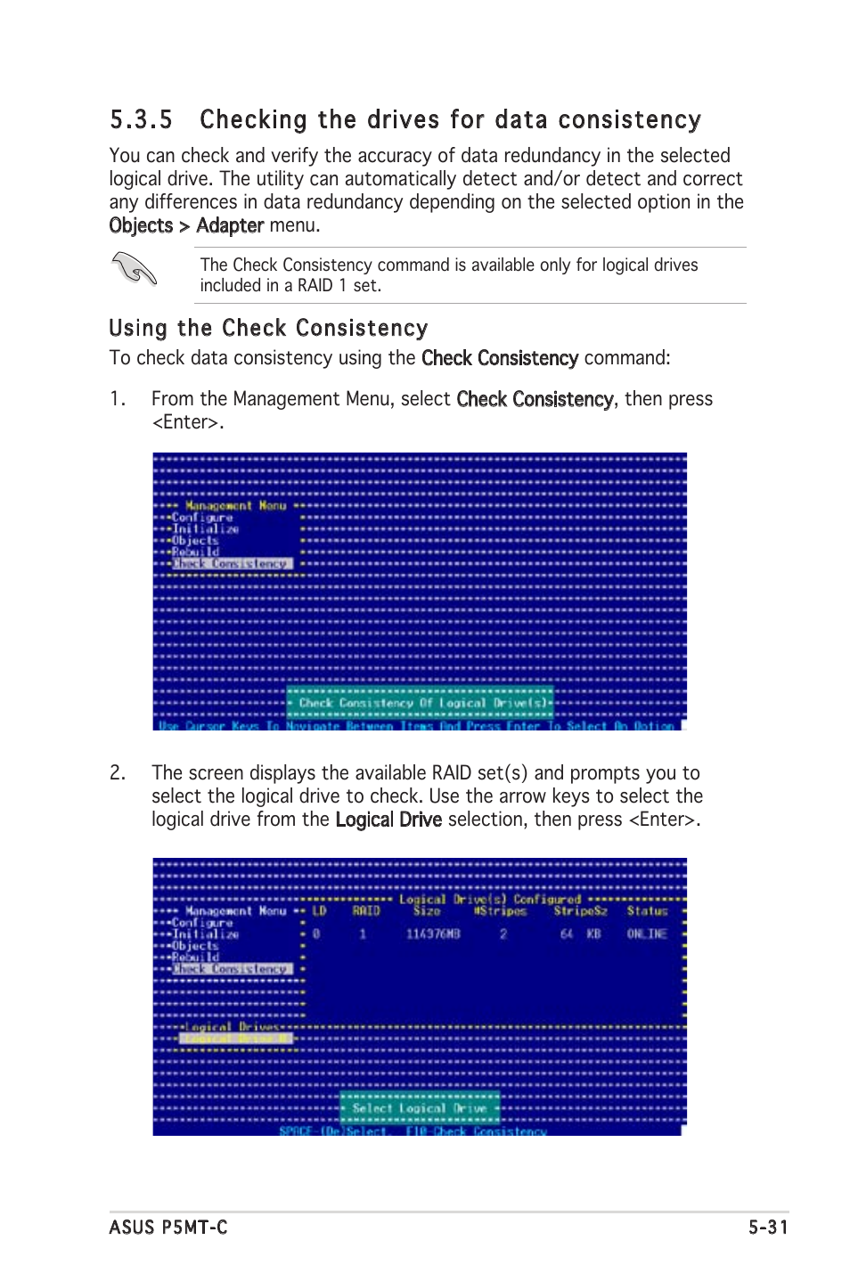 5 checking the drives for data consistency | Asus P5MT-C User Manual | Page 125 / 154