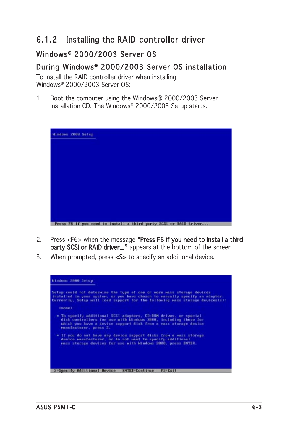2 installing the raid controller driver, Windows | Asus P5MT-C User Manual | Page 135 / 154